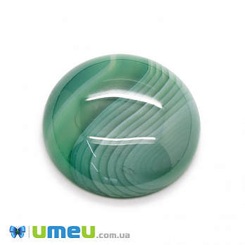 Кабошон нат. камінь Агат зелений, Круглий, 20,3 мм (KAB-049967)