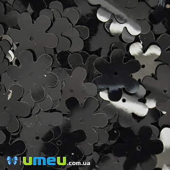 Паєтки Індія квіти, 14 мм, Чорні (PAI-041824)