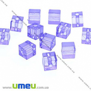 [Архив] Бусина акриловая Куб, 7х7 мм, Фиолетовая, 1 шт (BUS-007858)