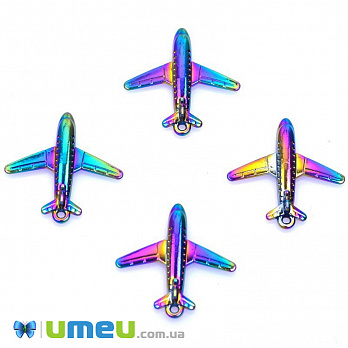 Підвіска метал. Літак, 26х25 мм, Різнокольорова (POD-045055)