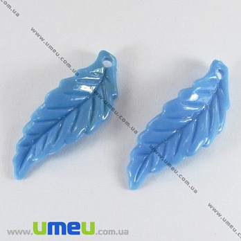 [Архів] Намистина пластикова Лист, 40х15 мм, Блакитна (BUS-000833)
