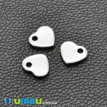 Підвіска-кінцевик із нержавіючої сталі Серце, 6х5 мм, Темне срібло (STL-043194)