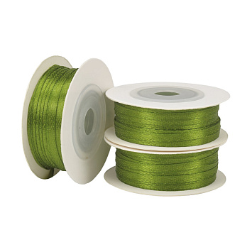 Атласная лента двухсторонняя, 3 мм, Оливковая (LEN-061042)