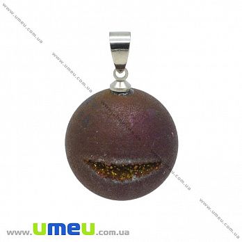 Підвіска з натурального каменю Куля, Друза агату, Бордова, 31х20 мм (POD-033072)