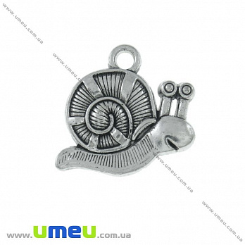 Підвіска метал. Равлик (двостор.), 17х16 мм, Античне срібло (POD-021078)