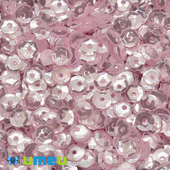 Пайетки Индия круглые граненые, 5 мм, Розовые, 5 г (PAI-037809)