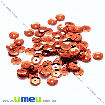 Пайетки Китай круглые граненые, 5 мм, Оранжевые, 5 г (PAI-013165)