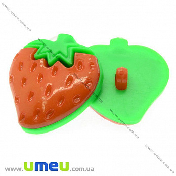 Гудзик пластиковий на ніжці Полуничка, 25х22х10 мм, Помаранчевий (PUG-008964)