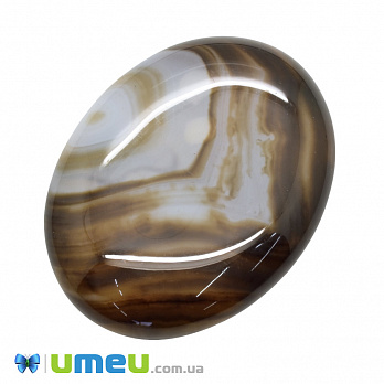 Кабошон нат. камень Агат коричневый, Овал, 40,3х30,3 мм, 1 шт (KAB-039755)