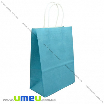 Подарочный пакет из крафт бумаги, 21х15х8 см, Голубой, 1 шт (UPK-023606)