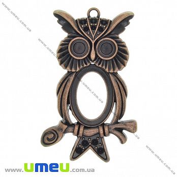 Основа овальна Сова, 67х42 мм, 25х18 мм, Мідь (OSN-037144)