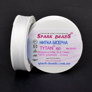 Нить для бисера Титан 60, Белая №2500, 60 м (MUL-015733)