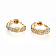 Сережки-кільця Huggie, Латунь з покриттям 18 kt, Стрази куб. цирконій, 13х3,5 мм (OSN-053109)