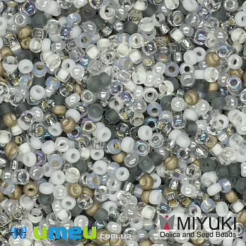 Бісер японський Miyuki круглий RR 11/0 №MIX12, Мікс сірий (BIS-038821)