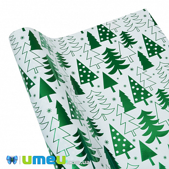 Пакувальний папір Новорічний фольгований, Білий, 76х70 см (UPK-043264)
