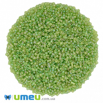 Бісер китайський дрібний, 12/0, Салатовий АВ прозорий, 2 мм (BIS-037682)