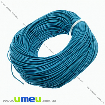 Кожаный шнур, 2 мм, Голубой, 1 м (LEN-012280)