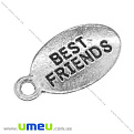 Подвеска метал. «Best friend», 18х10 мм, Античное серебро (POD-003454)