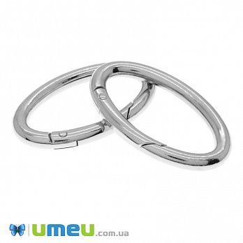 Кольцо для сумки металлическое, 48х29 мм, Темное серебро, 1 шт (BAG-046215)