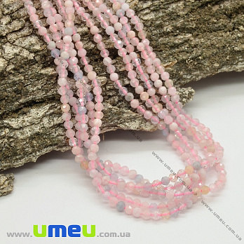 Намистини Морганіт рожевий, Натур. камінь, 2-2,5 мм, Круглі грановані (BUS-037280)