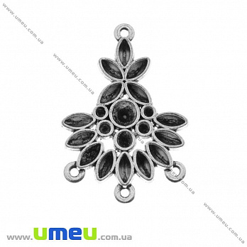 [Архів] Конектор металевий, 34х23 мм, Античне срібло (KON-018663)