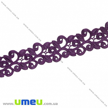 Тесьма тисненая Листики, 20 мм, Фиолетовая, 1 м (LEN-019714)