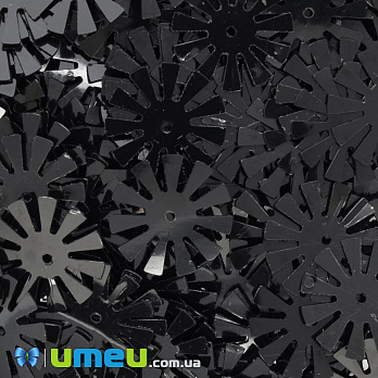 Паєтки Індія квіти, 16 мм, Чорні (PAI-041457)