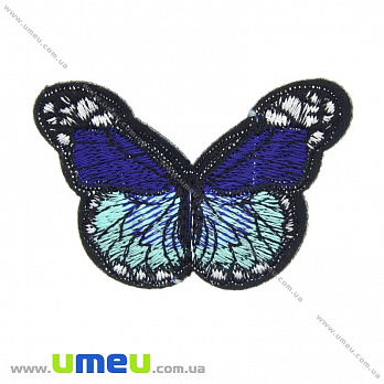 Термоаппликация Бабочка, 7х5 см, Синяя, 1 шт (APL-022195)