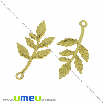 [Архів] Підвіска металева Листочки, Золото, 30х16 мм (POD-036237)