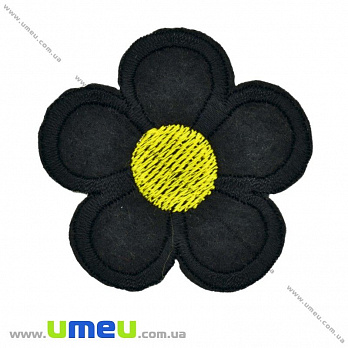 Термоаппликация Цветок, 5 см, Черная, 1 шт (APL-017445)