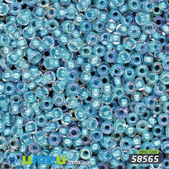 Бісер чеський №795/58565, Бірюзовий, Прозорий райдужний, 10/0 (BIS-047842)