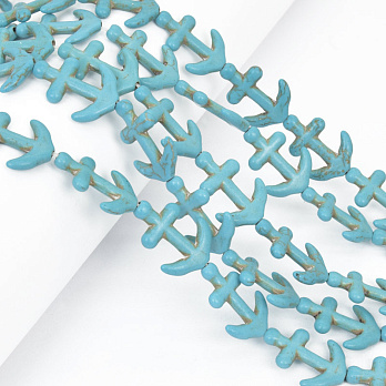 Намистини Бірюза пофарбована, Синт. камінь, 21х15х3 мм, Якір (BUS-057545)