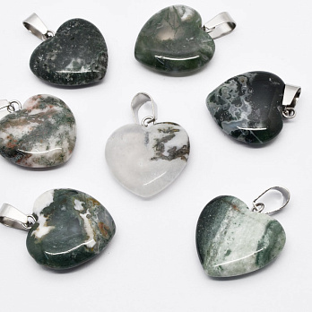 Підвіска Серце, Натур. камінь Агат індійський, 20х20 мм (POD-054340)