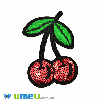 Термоаплікація з паєтками Вишеньки, 7х6,5 см (APL-042533)