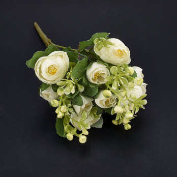 Букет камелии с добавками, 28 см, Белый (DIF-062191)