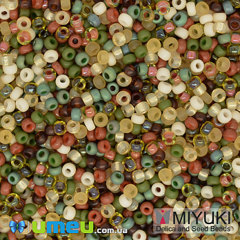 Бисер японский Miyuki круглый RR 11/0 №MIX07, Микс коричнево-зеленый, 5 г (BIS-039793)