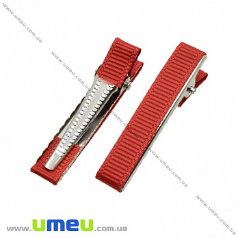 Основа мет. для шпильки крокодильчик (зажим) зі стрічкою, 42 мм, Червона (OSN-020552)