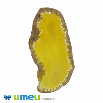 Зріз Агата, Жовтий, 80х38 мм (POD-014239)