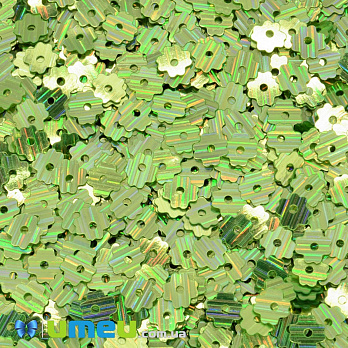 Пайетки Индия цветы плоские, 5 мм, Салатовые АВ, 5 г (PAI-037839)
