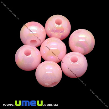 Бусина пластиковая Круглая Жемчуг, 4 мм, Розовая АВ, 1 уп (100 шт) (BUS-002984)