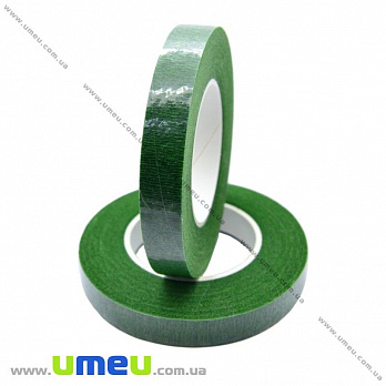 Тейп лента (флористическая) 12 мм, Зеленая темная, 1 моток (DIF-018099)