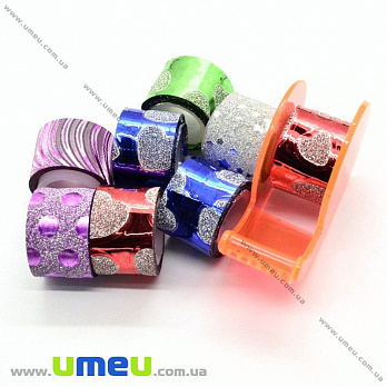 Декоративний скотч гліттерний з дозатором, Мікс, 12 мм (DIF-022575)