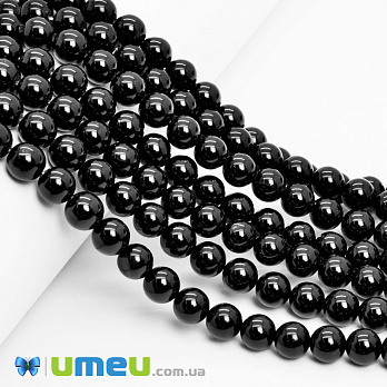 Намистини Агат чорний, Натур. камінь, 8 мм, Круглі (BUS-049732)
