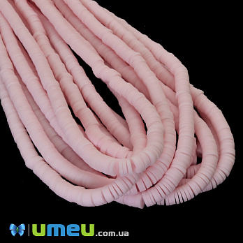 Бусины из полимерной глины, 6 мм, Розовые, 1 низка (BUS-046980)