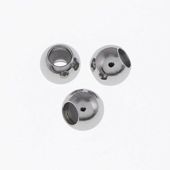 Намистина-стопер з нержавіючої сталі Кругла, 5 мм, Темне срібло (STL-055678)