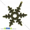 Подвеска металлическая Снежинка, Античная бронза, 23х17 мм, 1 шт (POD-000585)