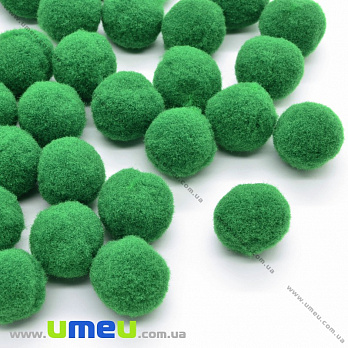 Помпоны бархатные 2 см, Зеленые темные, 1 уп (10 шт) (DIF-033328)