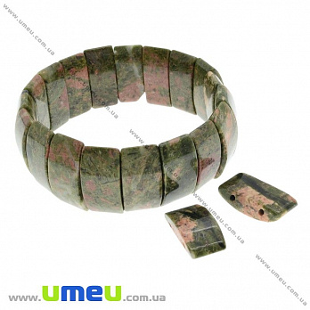 [Архів] Намистина натуральний камінь на два отвори Унакіт, 24х12х8 мм (BUS-027514)