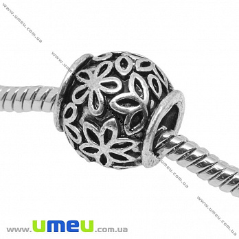 [Архів] Намистина PANDORA мет. Квіти, 11х10,5 мм, Античне срібло (BUS-004574)