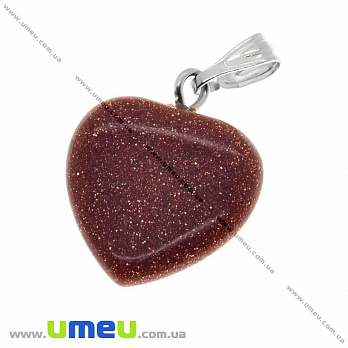 Подвеска Сердце из натурального камня, Авантюрин, 24х15 мм, 1 шт (POD-009310)